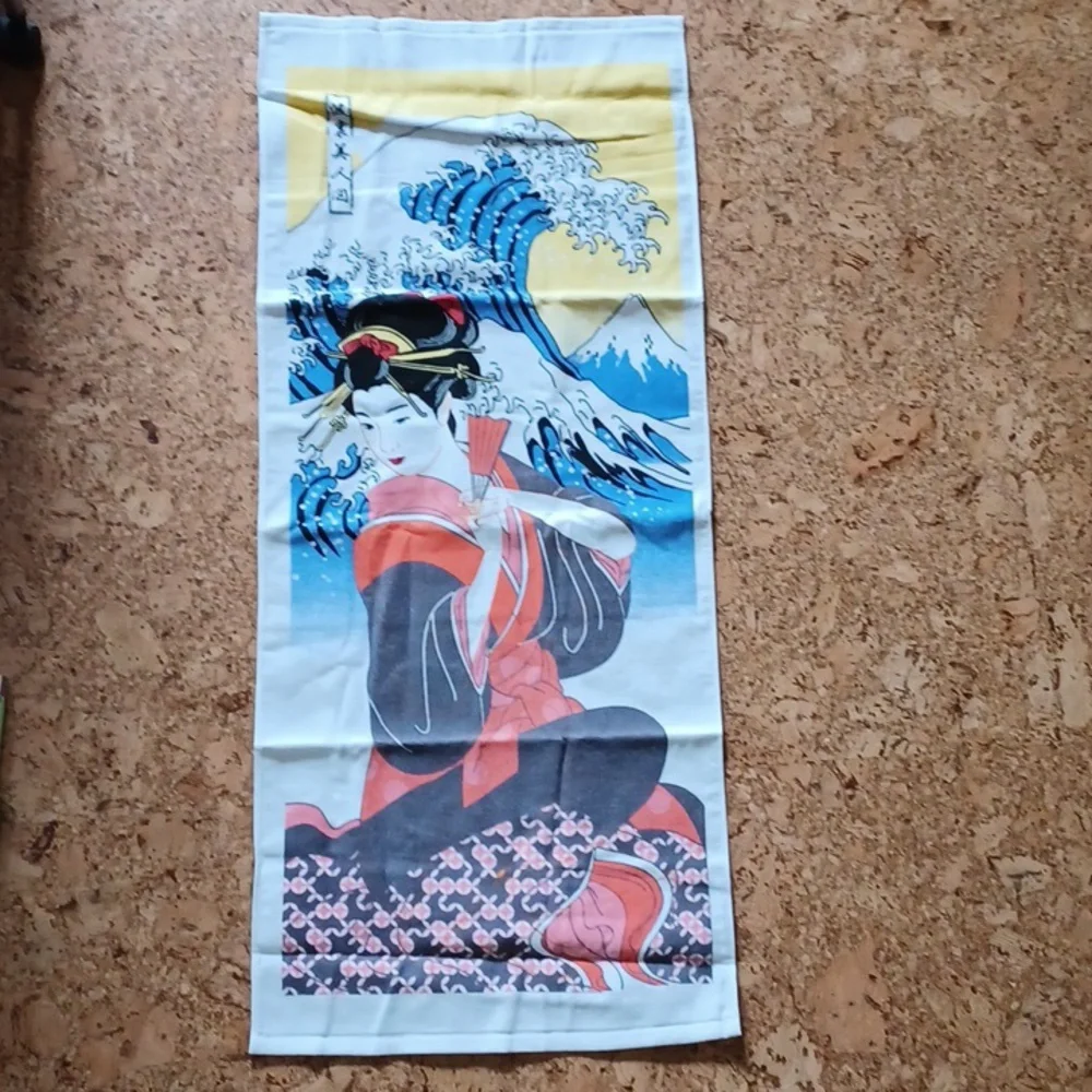 Japanese Fushigi Ukiyo-e Art Towel With A Surprise! Rare, Vintage from Japan NWT